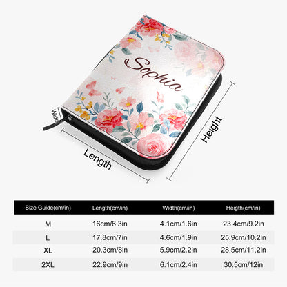 Teesdily | Christian Customized Bible Cover Rose Watercolor Print Leather Bible Cover Delight Yourself In The Lord Bible Carrying Case For Women