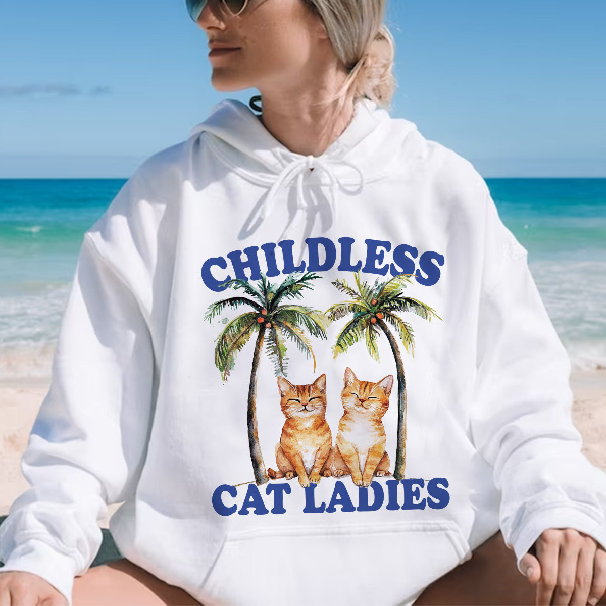 Teesdily | Childless Cat Ladies Shirt, Comma La Coconut Tree Sweatshirt, Childless Cat Lady Hoodie Mug, Ka- Mala Coconut Tee, Cat Lover Gift