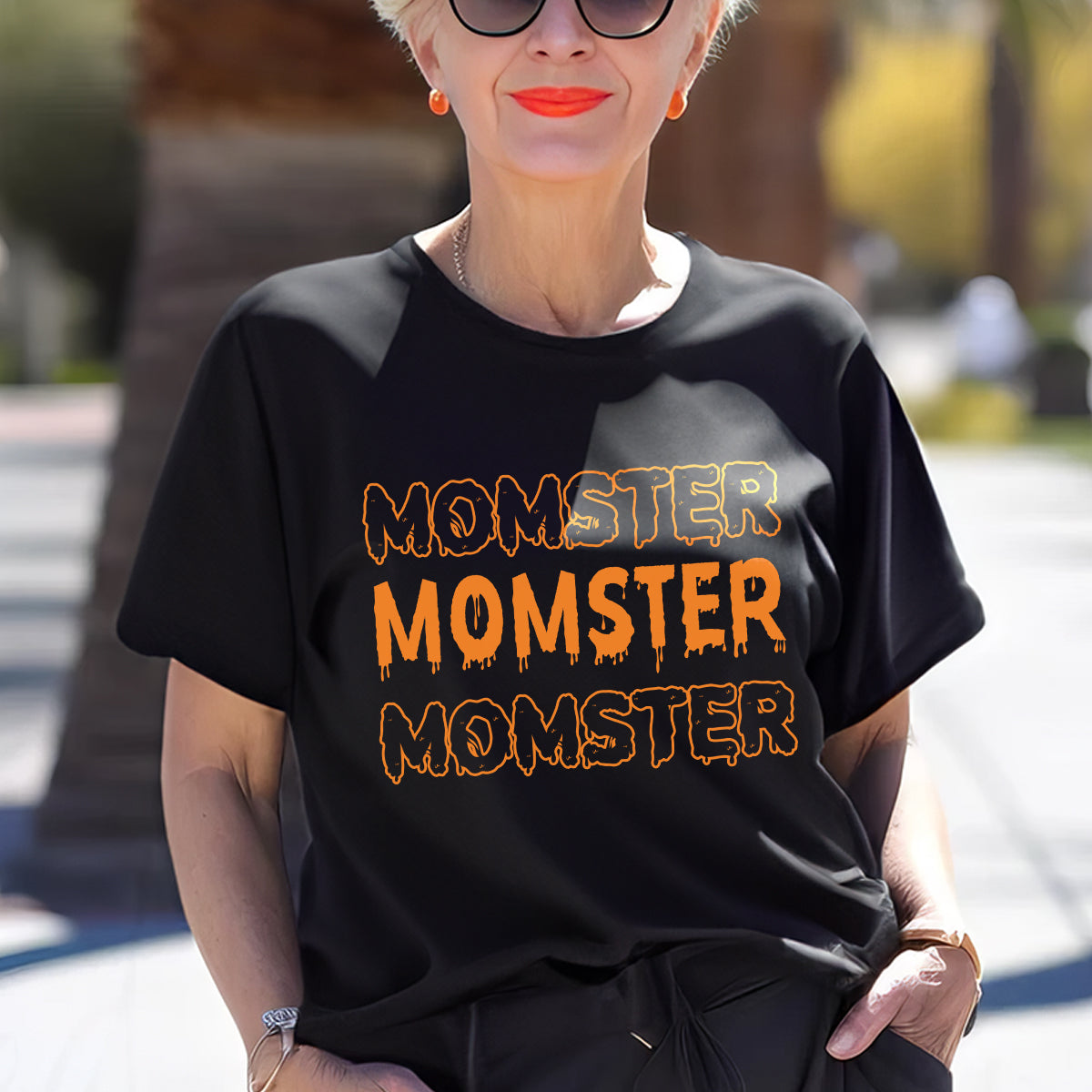 Teesdily | Dad Mom Halloween Shirt, Momster Dadcula Tee Sweatshirt Hoodie Mug, Momster Halloween Costume, Halloween Lovers Gifts, Mom Dad Gifts