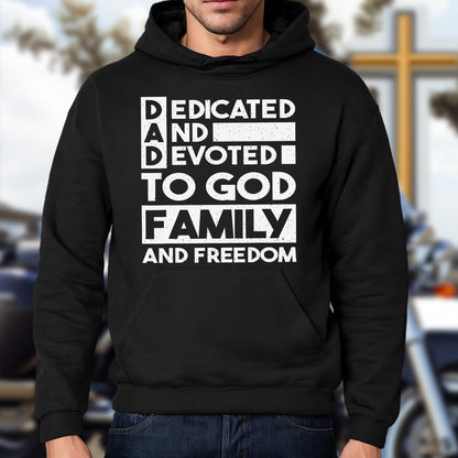 Teesdily | Dedicated And Devoted For God Family And Freedom Jesus Shirt, Dad Shirt, Father's Day Gift, Dad Jesus Shirt Sweatshirt Hoodie Mug