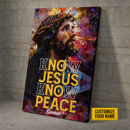 Teesdily | Personalized Jesus Art Poster, No Jesus No Peace God Faith Poster Canvas, God Jesus Watercolor Art Posters, Religious Home Decor