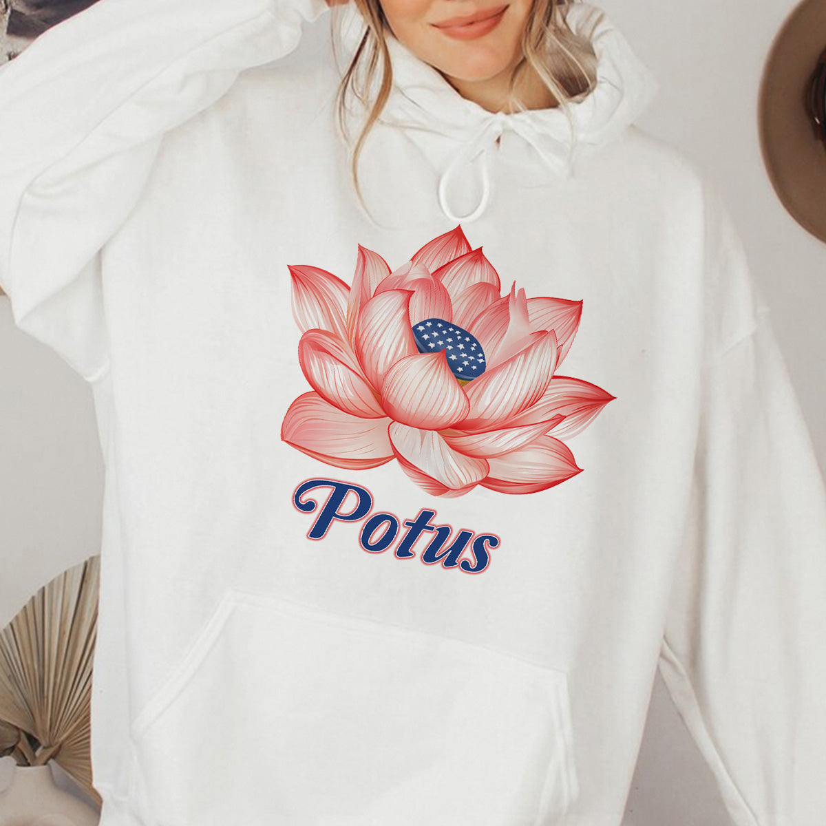 Teesdily | Lotus For Potus Shirt, Lotus Flower Sweatshirt Hoodie Mug, Comma La T-shirt, Patriot Ka-mala Tee, US Flag Women's Rights, Woman Gift