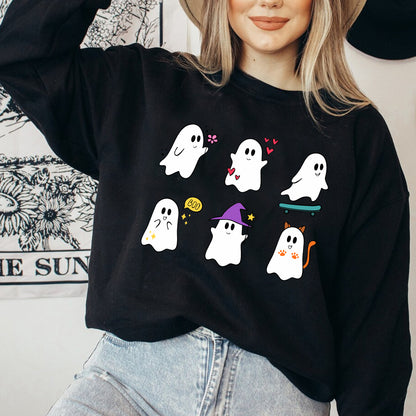 Teesdily | Halloween Cute Ghost Shirt, Halloween Spooky Ghost Flying Tee Sweatshirt Hoodie Mug, Halloween Symbol Gifts, Baby Boo Spooky Tee