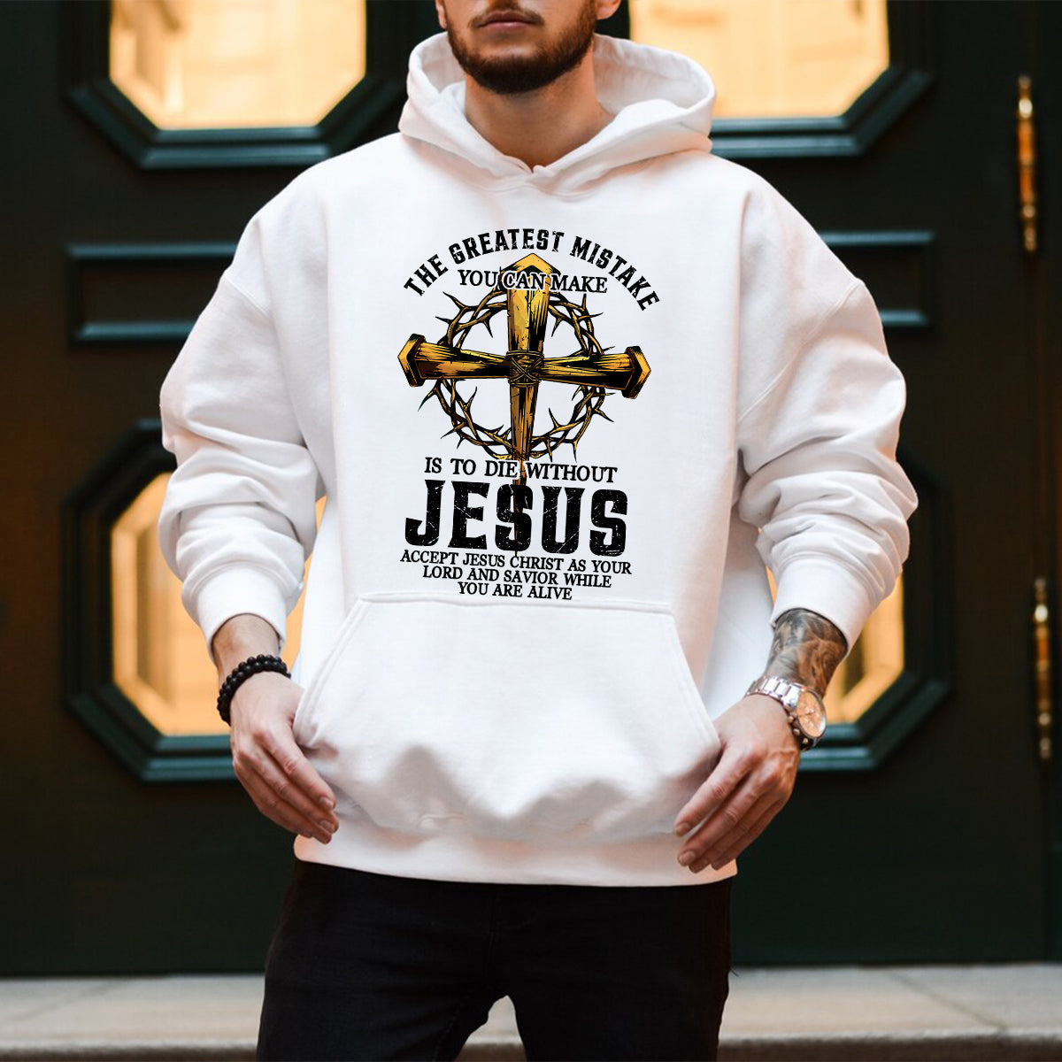 Teesdily | Jesus Cross Crown Light Shirt, The Greatest Mistake You Can Make Is To Die Without Jesus Unisex Tee Hoodie Sweatshirt Mug, Jesus Lovers Gifts