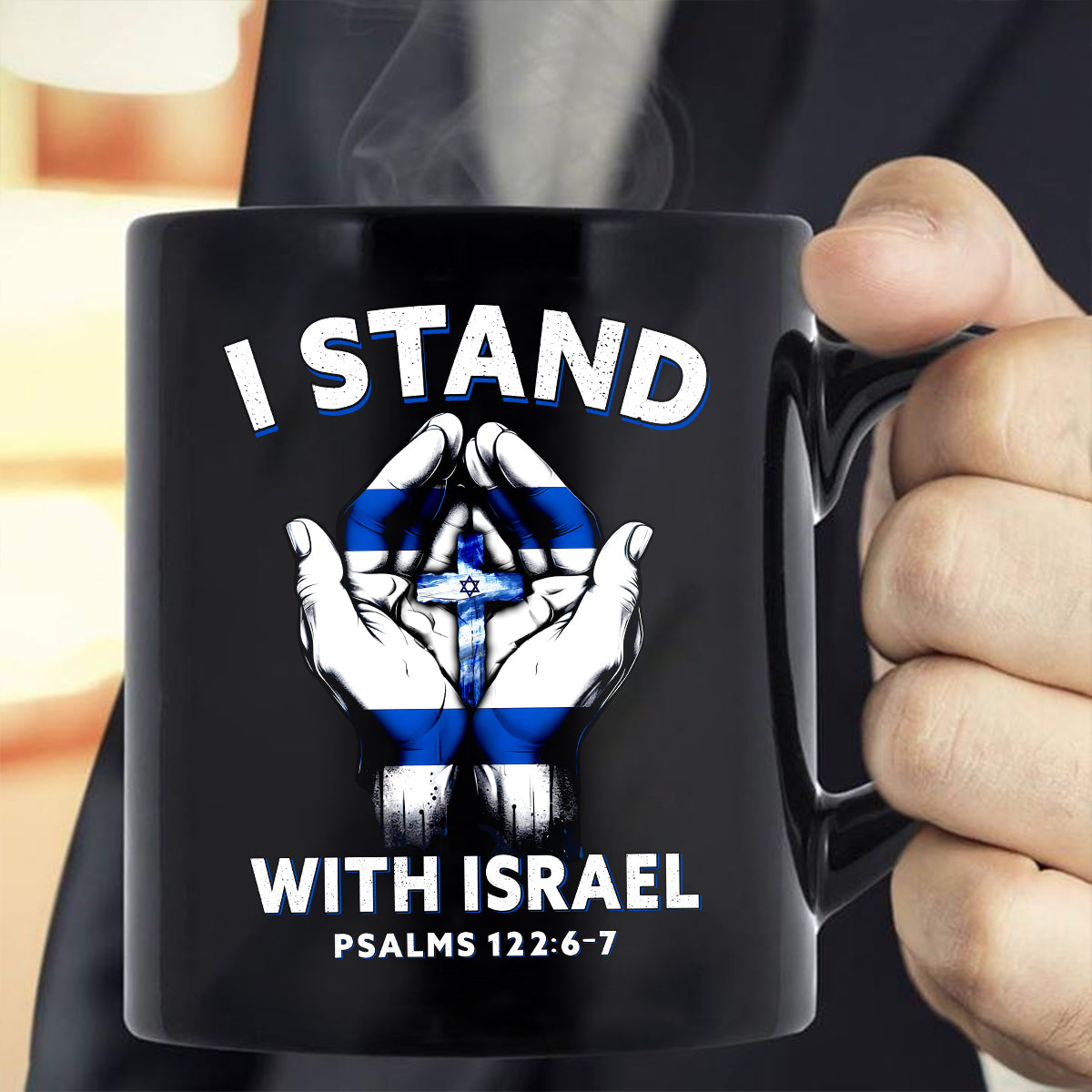 Teesdily | I Stand With Israel Back Design Tshirt, Jesus Hoodie Sweatshirt Mug, Israel Flag Shirt, Israel Support Gifts