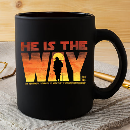 Teesdily | Jesus Walking Sunset Shirt, He Is The Way The Truth The Life Unisex Hoodie Sweatshirt Mug, Christian Shirt Backside, Religious Gift Ideas