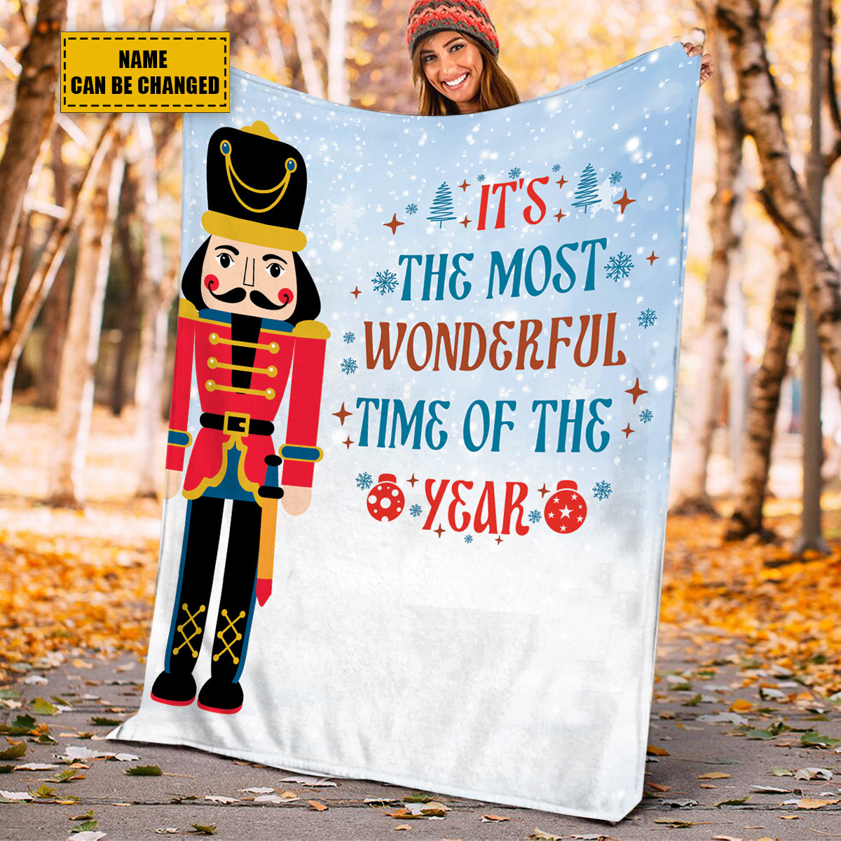 Teesdily | Custom Nutcracker Christmas Blanket, Christmas Cartoon Sherpa Blanket, Customizable Toddler Soft Throw Blanket, Christmas Gift For Boy