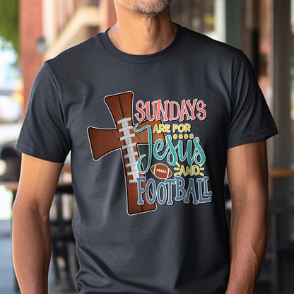 Teesdily | Christian Sundays Are For Jesus And Football Shirt, Jesus Cross Football Sweatshirt, Halftime Show Hoodie Mug Sport Gift