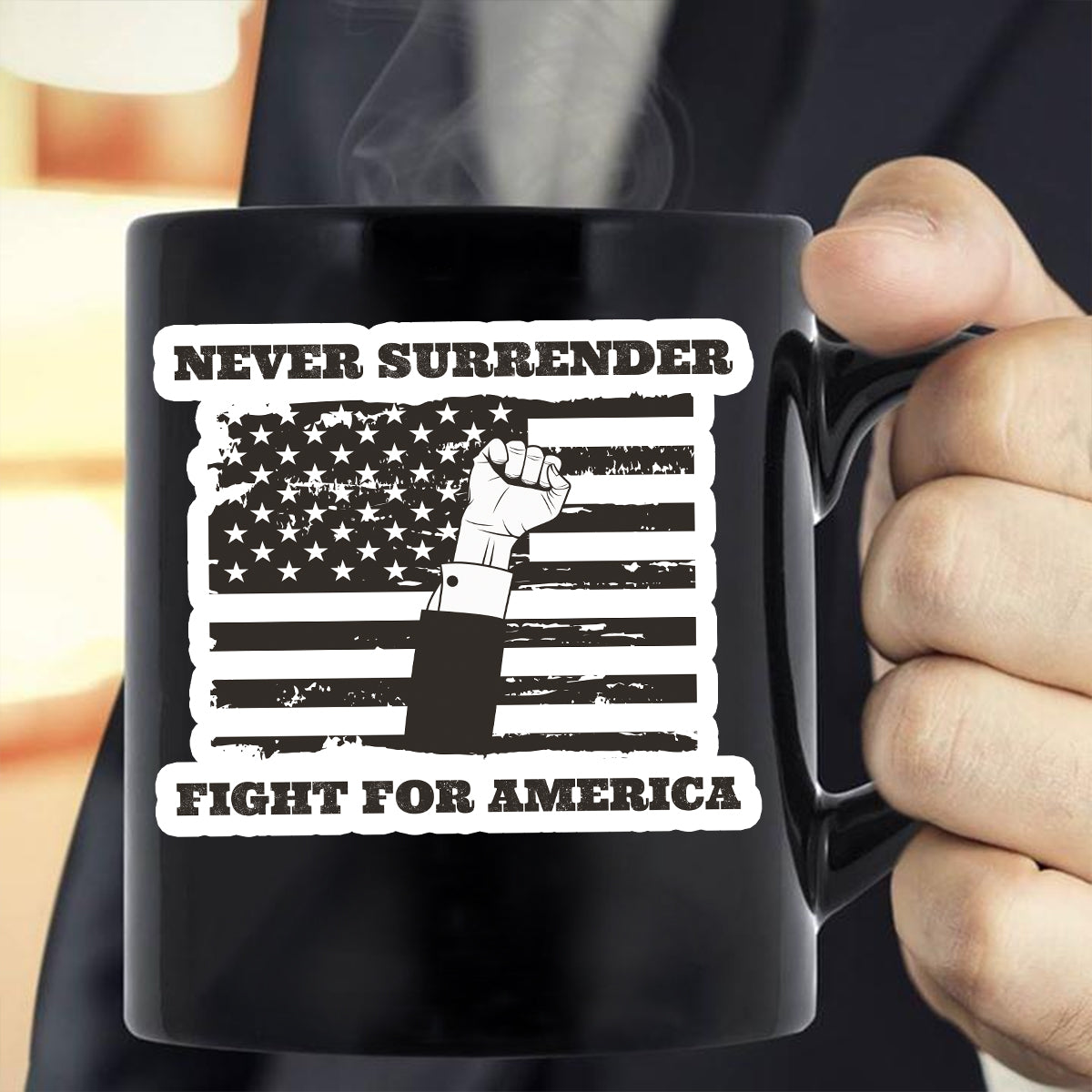 Teesdily | American Flag Shirt, Never Surrender Fight For America Sweatshirt Hoodie Mug, Legend USA 2024 Shirt, 45 47 Patriotic Shirt Gift Men