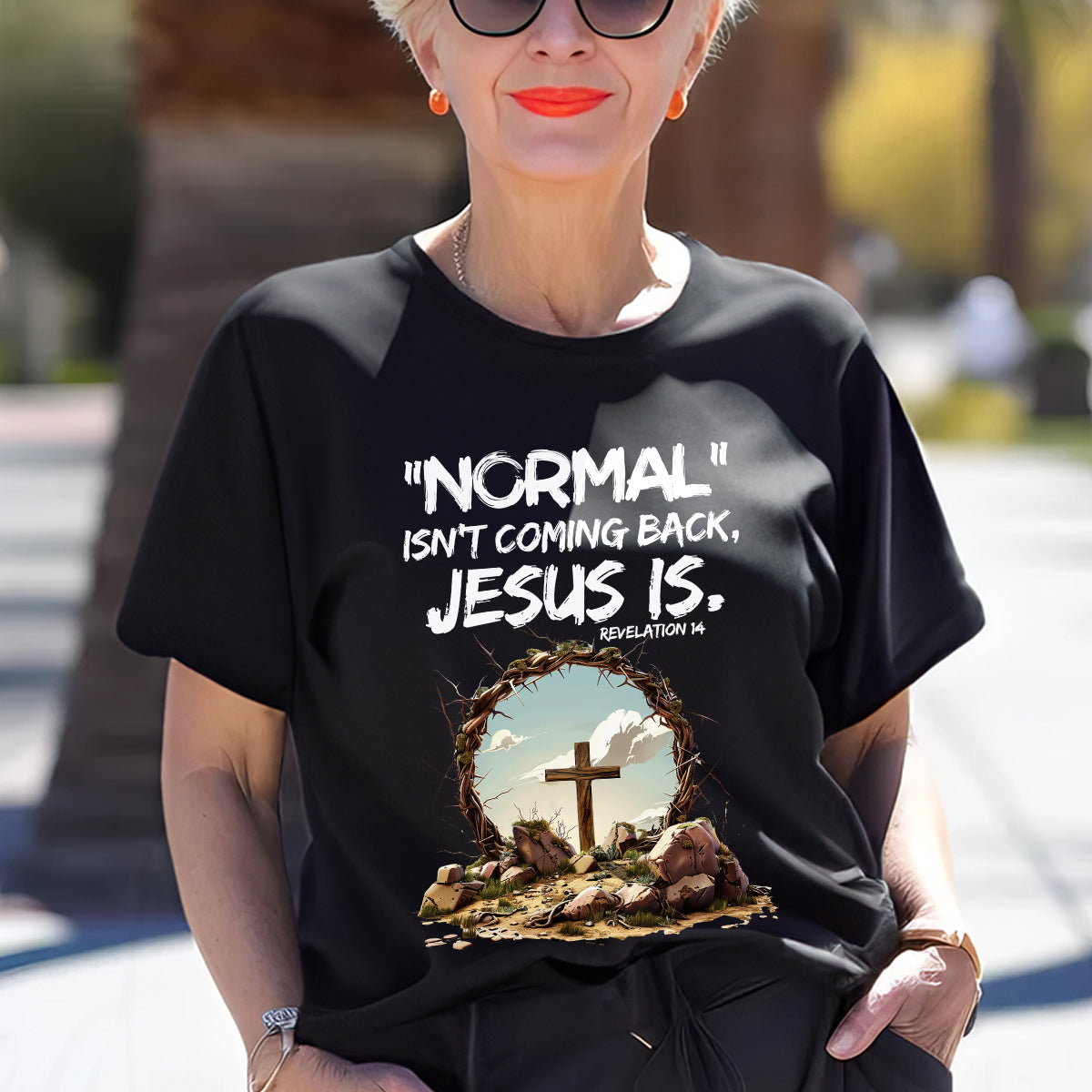 Teesdily | Jesus Cross And Crown Tee, Bible Verse Jesus Shirt, Normal Isnt Coming Back Jesus Is Sweatshirt Hoodie Mug, He Has Risen Christian Gifts