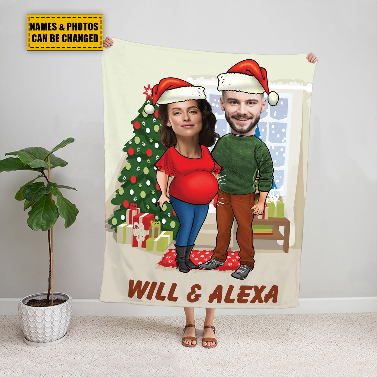 Teesdily | Couple Christmas Custom Blanket With Picture, Christmas Theme Warm Blanket, Customize Blankets With Photos, Funny Christmas Gifts