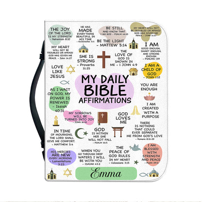 Teesdily | Jesus Daily Bible Affirmations Personalized Bible Cover Jesus Christ Bible Bags The Joy Of Lord Is My Strength Spiritual Gift For Christian