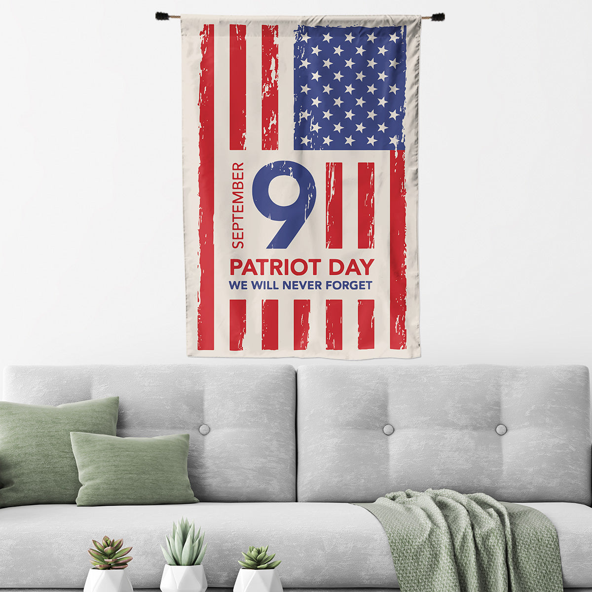 Teesdily | Never Forget 911 House Flag, 911 Patriot Day Garden Flag, American Flag September 11th Patriot Day, Memorial Day Never Forget Yard Flag