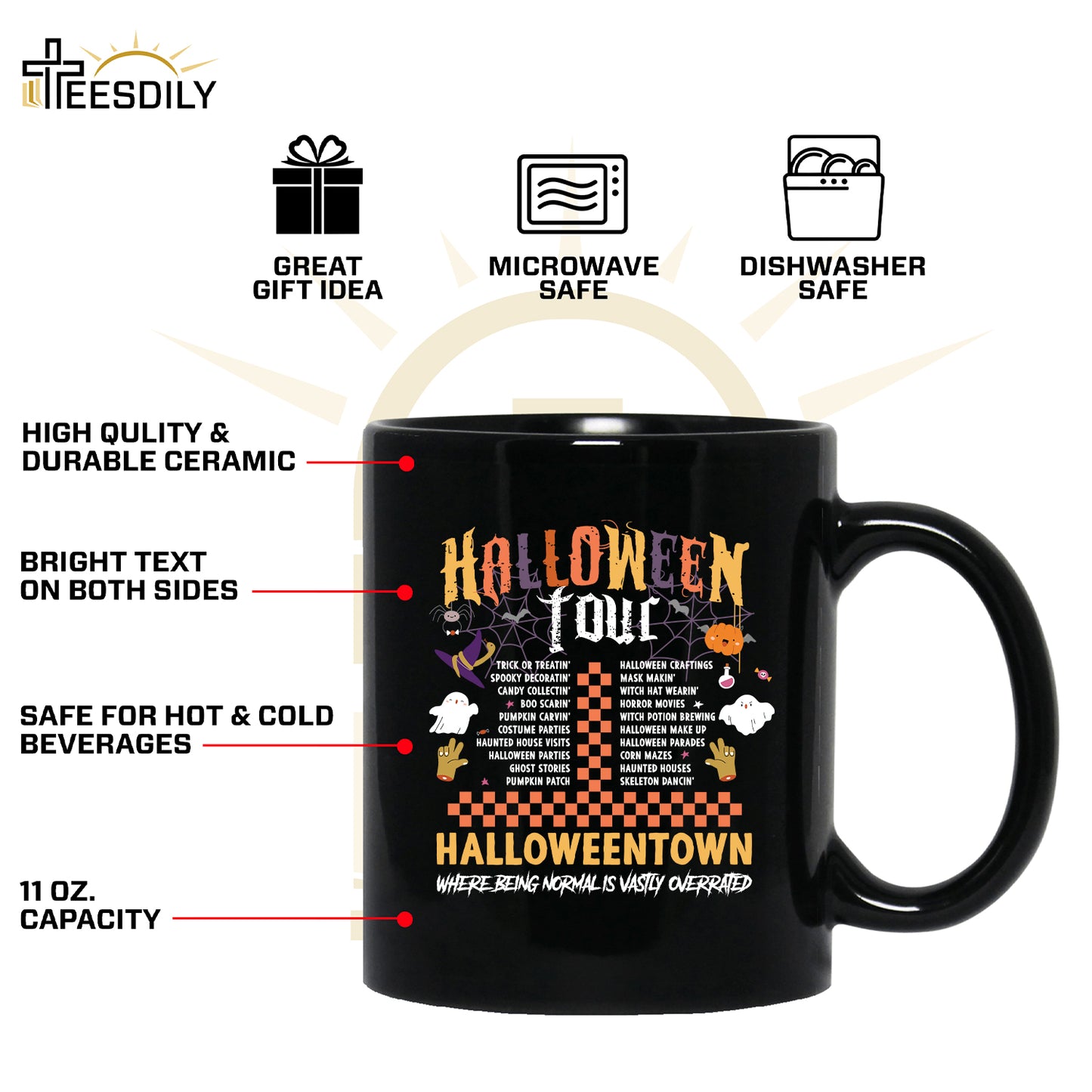 Teesdily | Halloween Tour Shirt, Halloween Town tee sweatshirt hoodie mug, halloween gifts, spooky season costume, halloween icons gifts