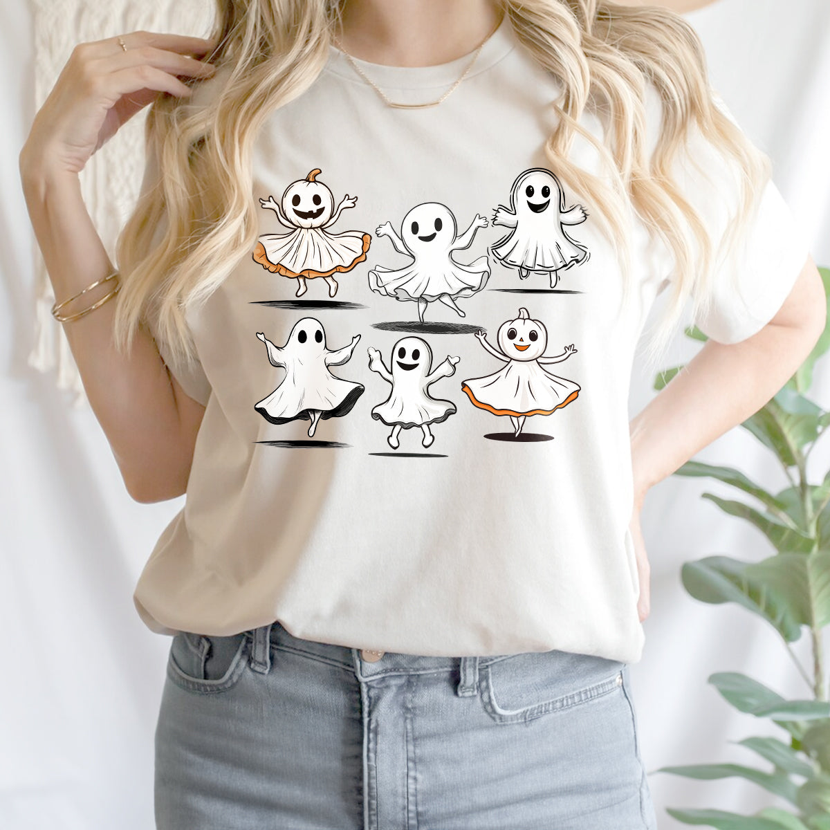 Teesdily | Ballet Ghost Shirt, Ballet Dancer Sweatshirt, Spooky Dance Teacher Hoodie Mug, Dance Lover Gift, Halloween Matching Shirt