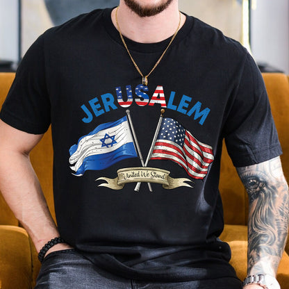 Teesdily | United We Stand With Jerusalem Shirt, Jerusalem Flag Shirt, Jerusalem Support Unisex Tshirt Hoodie Sweatshirt Mug