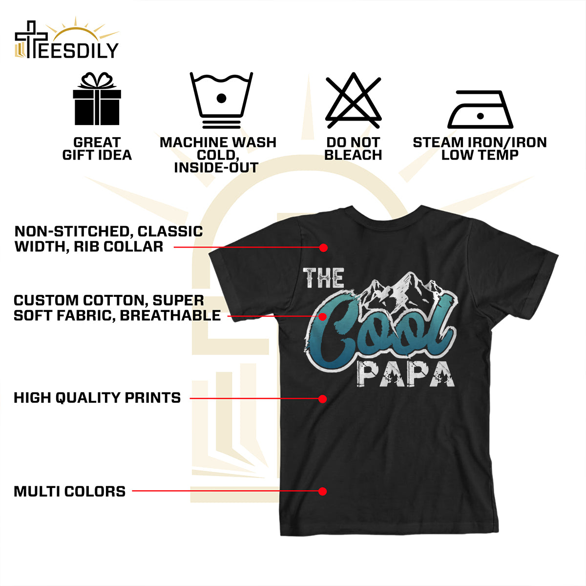 Teesdily | Papa Mountain Shirt, The Cool Papa Shirt, Father's Day Gift, Gift For Dad Unisex Tshirt Hoodie Sweatshirt Mug