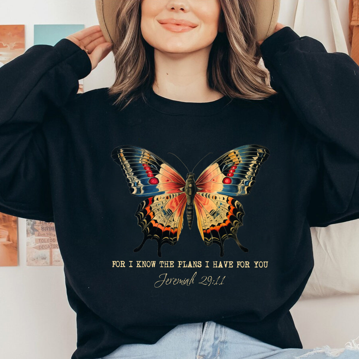 Teesdily | Butterfly Jesus Shirt, For I Know The Plans I Have For You Jeremiah Tee Sweatshirt Hoodie Mug, Jesus Butterfly Lovers Gifts