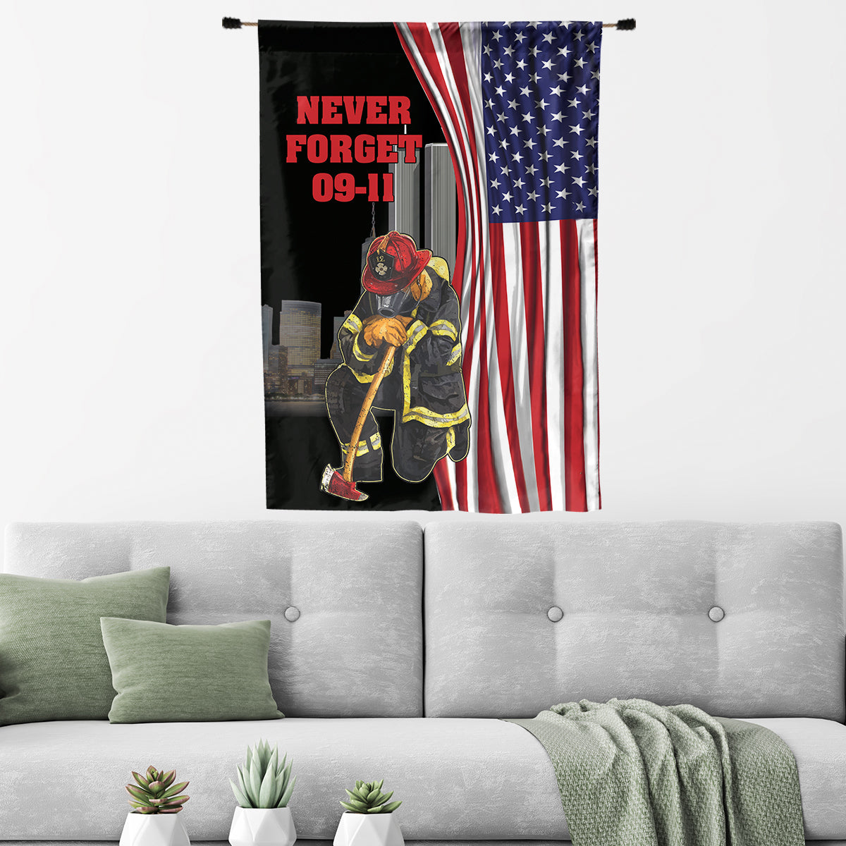 Teesdily | Never Forget September 11th Garden Flag, Firefighter American Flag House Yard Outdoor Decor, Patriot Day Gifts, 911 Never Forget Flag