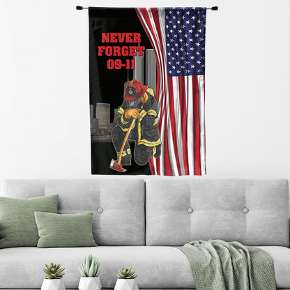 Teesdily | Never Forget September 11th Garden Flag, Firefighter American Flag House Yard Outdoor Decor, Patriot Day Gifts