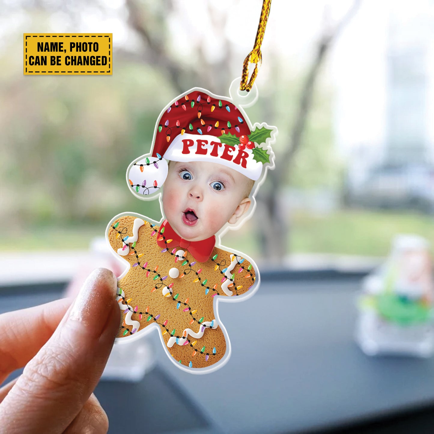 Teesdily | Customized Baby Gingerbread Man Ornament Christmas, Gingerbread Cookie Ornament, Baby Santa Hat Ornament Christmas Gift