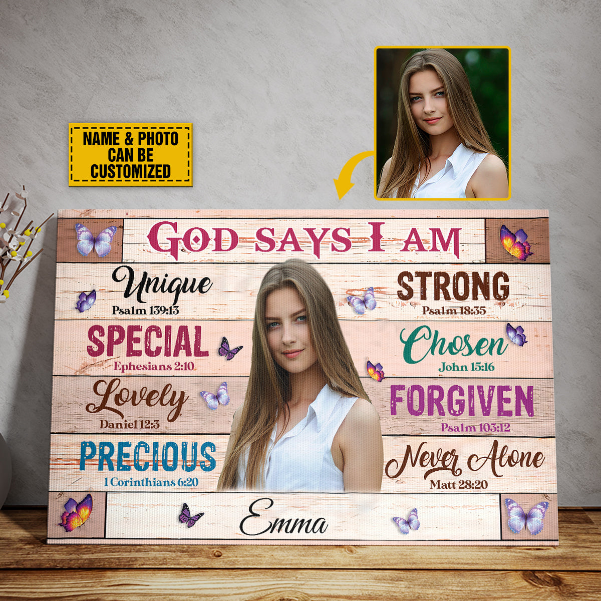 Teesdily | Customized Photo Poster Canvas God Says I Am Special Wall Art Canvas God Bible Verses Wall Decor God Inspiration Gift For Christian