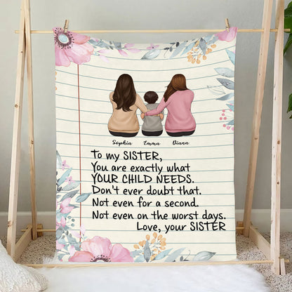 Teesdily | Personalized To My Little Sister Floral Fleece Blanket You Are Exactly What Your Child Needs Sherpa Blanket Gift For Auntie Mothers Day