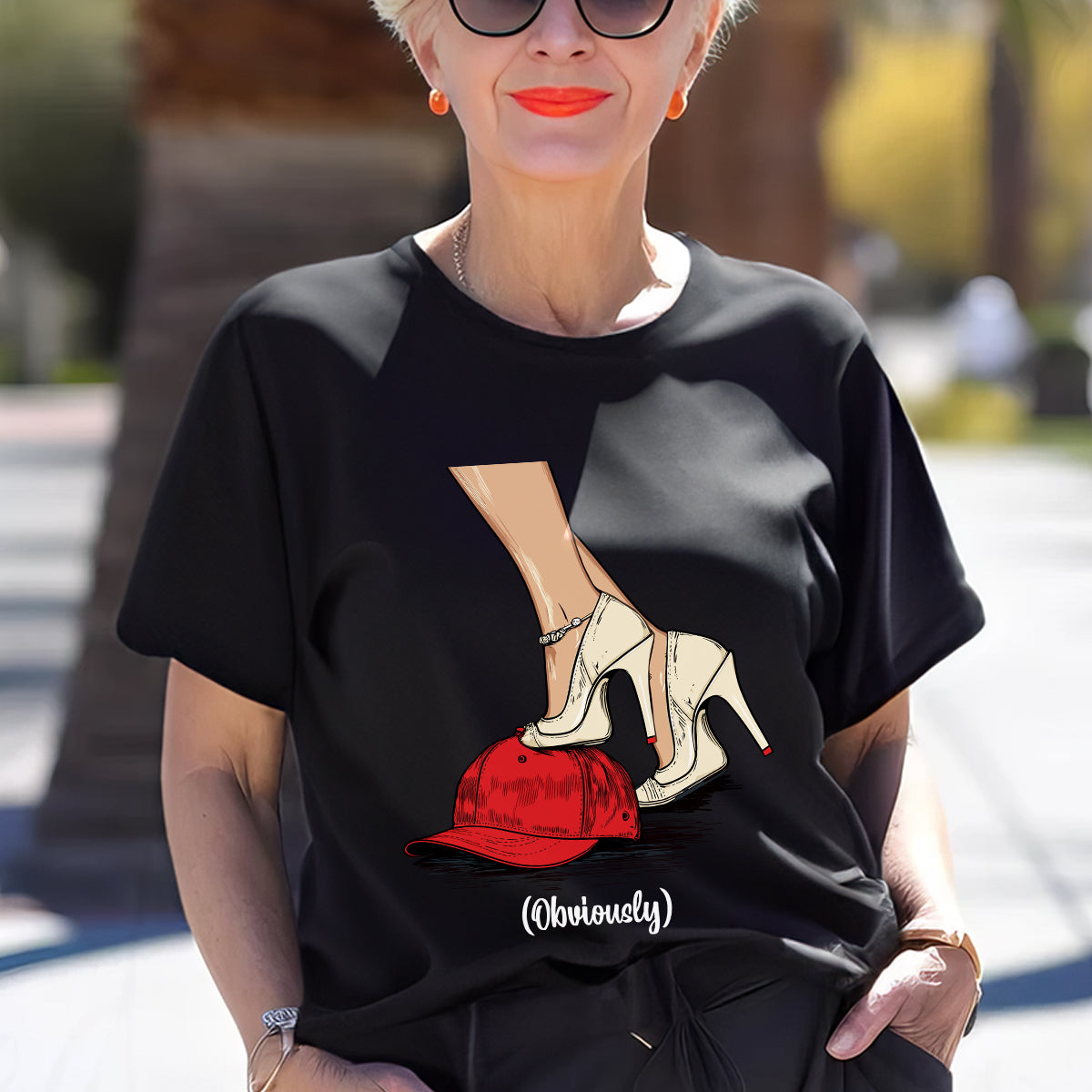 Teesdily | High Heel Obviously Shirt, High Heel Women Sweatshirt, Comma La T-shirt, Red Baseball Cap Tee, We Are Not Going Back Mug, Women Gift