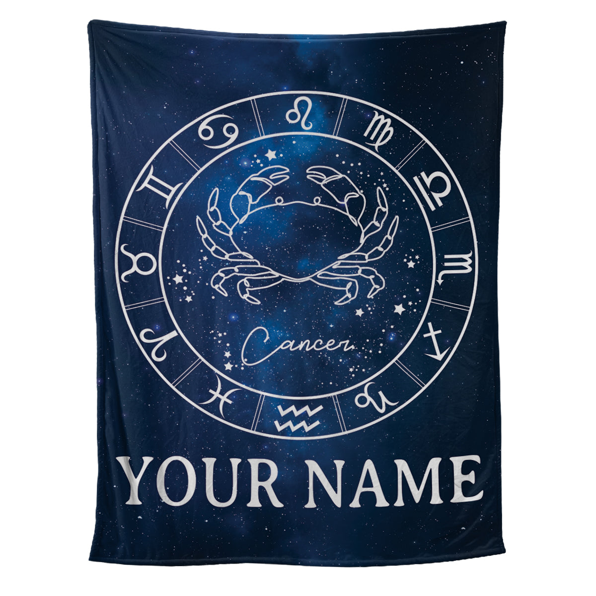 Teesdily | Cancer Personalized Fleece Blanket With Name Horoscope Design Sherpa Blanket Zodiac Sign Constellation Astrology Adult Kid Birthday Gifts