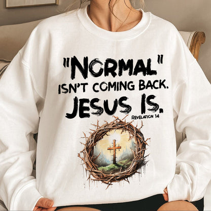 Teesdily | Jesus Cross And Crown Tshirt, Normal Isn't Coming Back Jesus Is Revelation Hoodie Sweatshirt Mug, Christian Religious Clothing Gifts