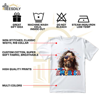 Teesdily | Cool Jesus American Flag T-shirt, Christina God American Sweatshirt, Happy Independence Day Gift, Christian Mug Cup, Father's Day Shirt