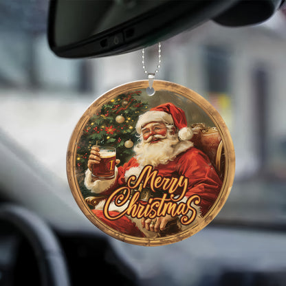 Teesdily | Santa Claus Christmas Ornament, Santa 2024 Ornament Car Hanging Rear View Mirror, Santa Xmas Ornament Decor, Christmas Gift For Family