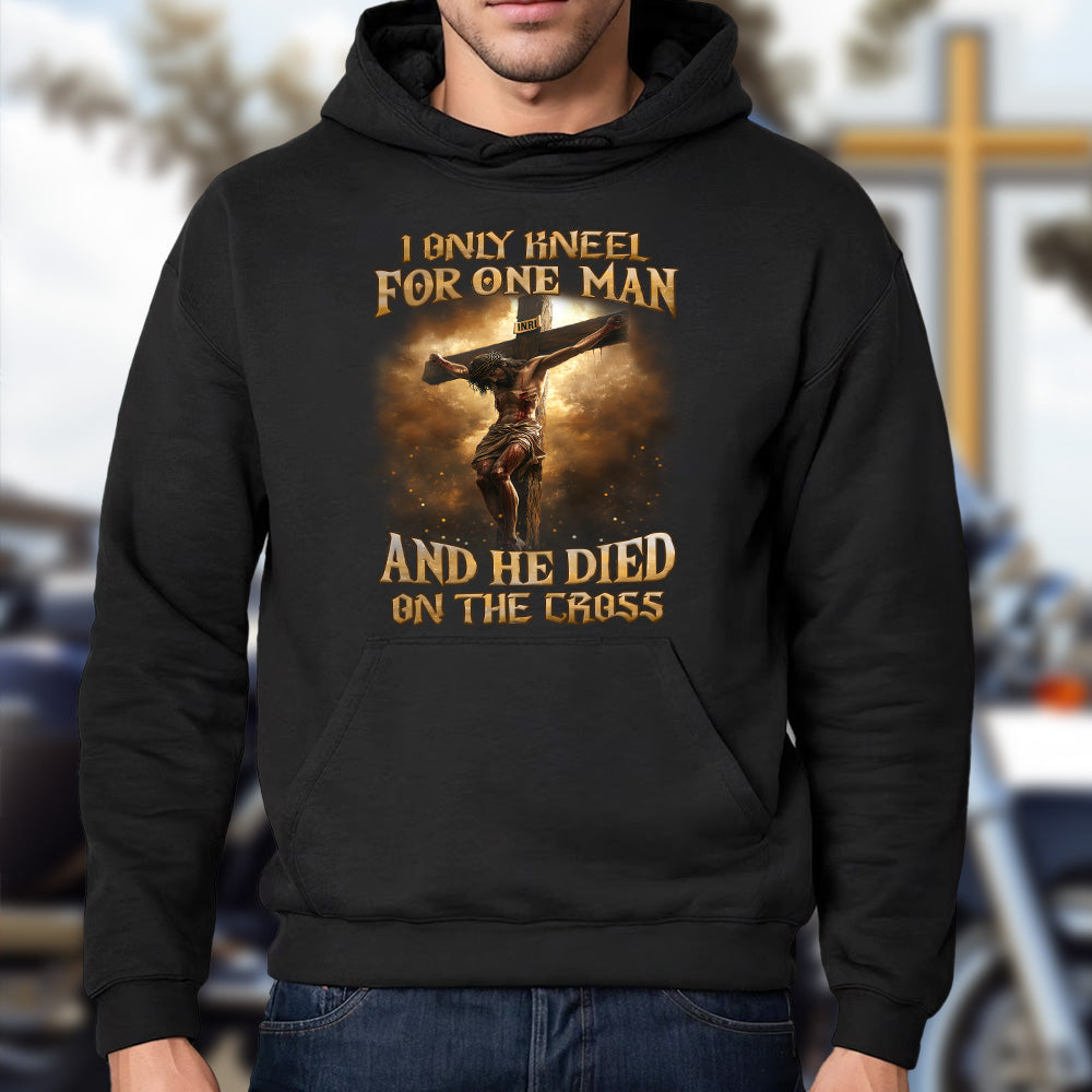 Teesdily | Jesus Crucifix Shirt, I Only Kneel For One Man And He Died On The Cross Sweatshirt Hoodie Mug, Christian Lover Gifts