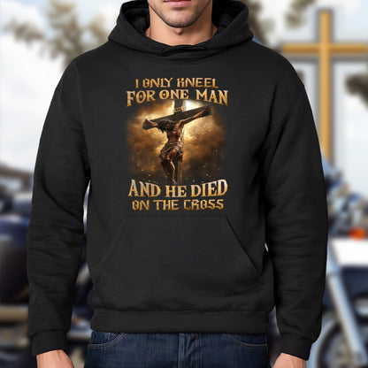 Teesdily | Jesus Crucifix Shirt, I Only Kneel For One Man And He Died On The Cross Sweatshirt Hoodie Mug, Christian Lover Gifts