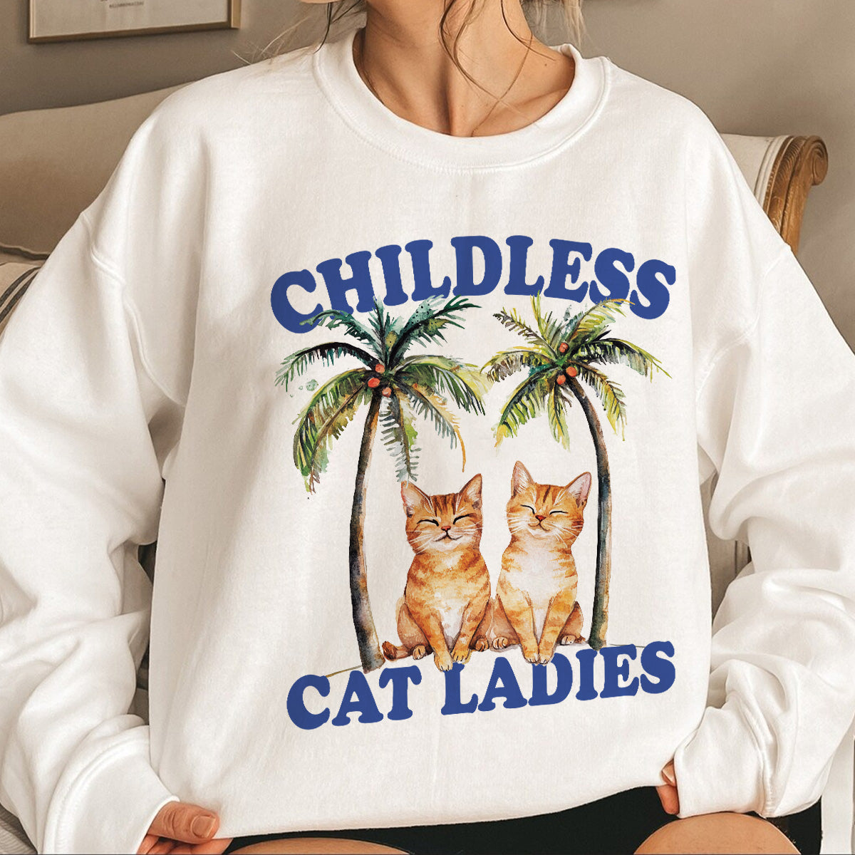 Teesdily | Childless Cat Ladies Shirt, Comma La Coconut Tree Sweatshirt, Childless Cat Lady Hoodie Mug, Ka- Mala Coconut Tee, Cat Lover Gift