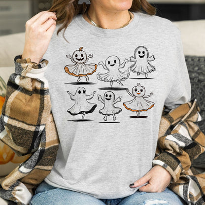 Teesdily | Ballet Ghost Shirt, Ballet Dancer Sweatshirt, Spooky Dance Teacher Hoodie Mug, Dance Lover Gift, Halloween Matching Shirt