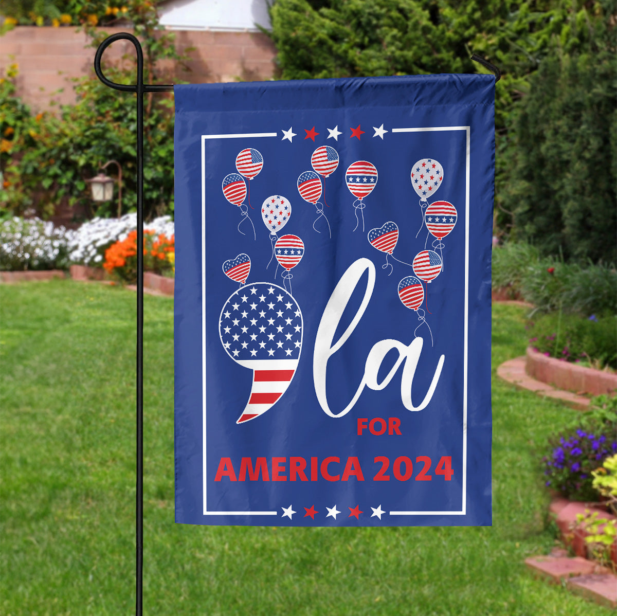 Teesdily | Comma La Flag House, Comma La For America 2024 Garden Flag, Patriot Garden Flag Banner, Girl Power Madam Women, Yard Decor