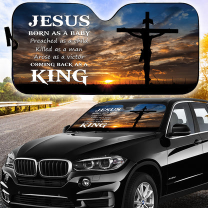 Teesdily | Jesus Christ Crucifixion Windshield Sun Shade, Holy Spirit Religious Car Auto Sun Shade, Christian Windshield Car Accessories