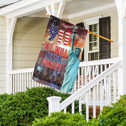 Teesdily | 911 America Flag House Flag, September 11 We Will Never Forget Garden Flag, Patriot Day Yard Banner Home Decor, Remembrance Day Gifts