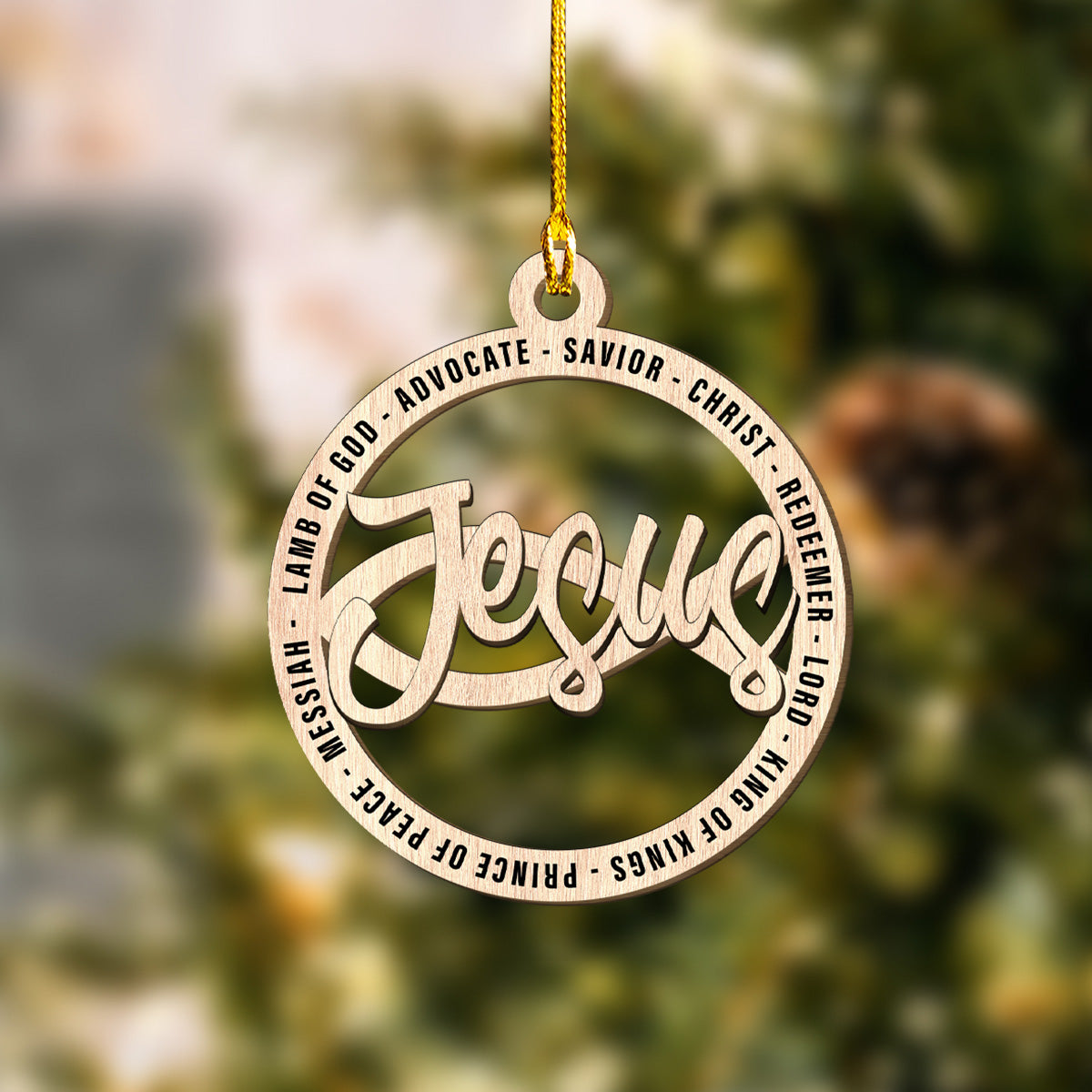 Teesdily | Jesus Wood Ornament, Jesus Lamb Of God Savior Cutout Wood Ornament, Christmas Gifts Ornament, Jesus Lovers Gifts, Xmas Wood Ornament