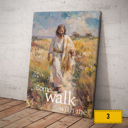 Teesdily | Jesus Come Walk With Me Poster, Walking With Jesus Poster, Walk With Christ Poster, God Art Painting Print, Religious Poster Canvas