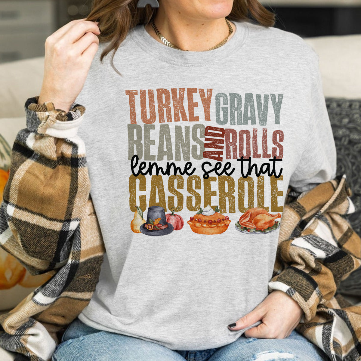 Teesdily | Thanksgiving Shirt, Turkey Gravy Beans And Rolls Tee Sweatshirt Hoodie Mug, Thanksgiving Gift, Turkey Fall Gift