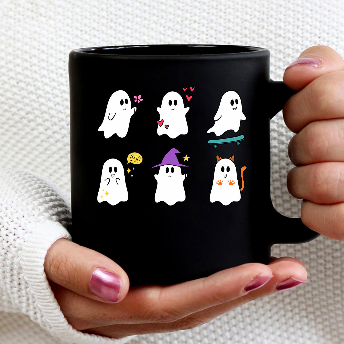 Teesdily | Halloween Cute Ghost Shirt, Halloween Spooky Ghost Flying Tee Sweatshirt Hoodie Mug, Halloween Symbol Gifts, Baby Boo Spooky Tee