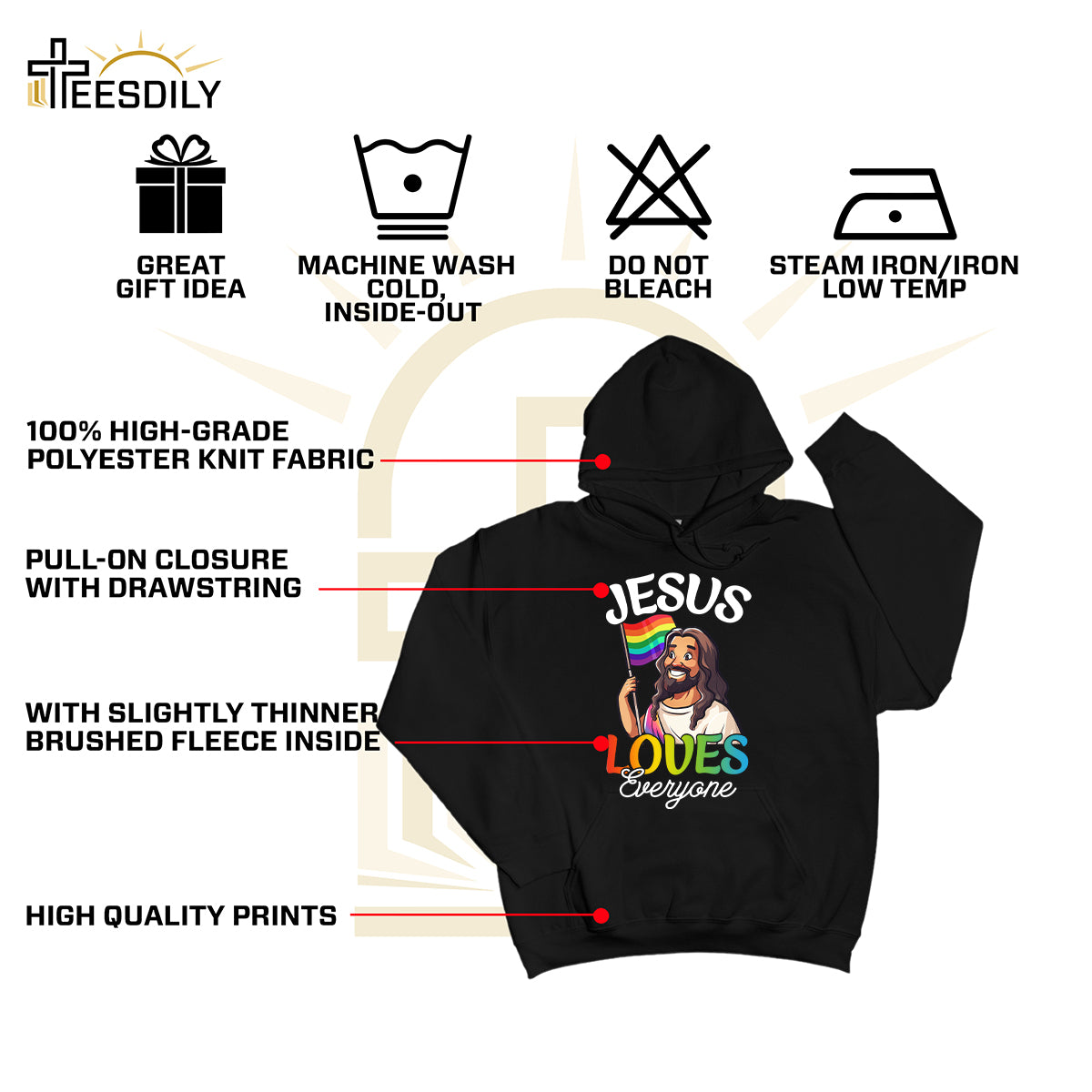 Teesdily | Jesus Loves Everyone Shirt, LGBT Jesus T-shirt, Rainbow Pride Sweatshirt, Gay Pride Month Hoodie, Funny Pride Mug, Jesus Lovers Gift