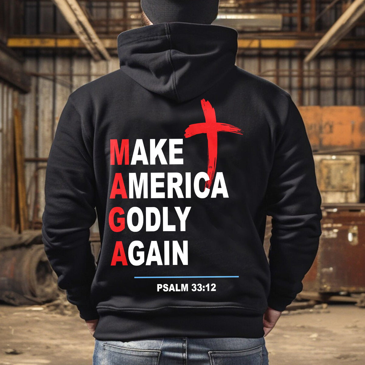 Teesdily | Make America Godly Again Casual Shirt Backside, Patriotism Hoodie Sweatshirt Mug, Fourth Of July Day Graphic Tee, Gifts For Christian