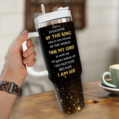 Teesdily | Personalized Woman Warrior 40oz Tumbler, I Am A Daughter Of The King Insulated Tumbler, Daughter Of God Tumbler With Handle And Straw