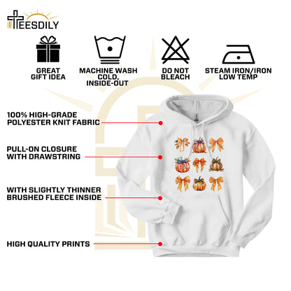 Teesdily | Retro Fall Pumpkin Shirt, Retro Halloween Coquette Bow Spooky Mama Sweatshirt Hoodie Mug, Fall Pumpkin Coquette Bow T-shirt