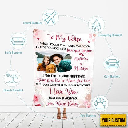 Teesdily | Customized To My Wife Fleece Blanket, Just Married Couple Throw Blanket, Honeymoon Cozy Blanket, Gift From Husband, Wedding Anniversary Gift