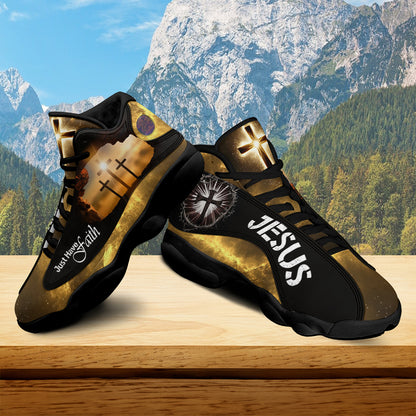 Teesdily | Jesus Christ Cross Basketball Shoes, Just Have Faith Christian Running Shoes, Footwear Sport Religious Faith Gift