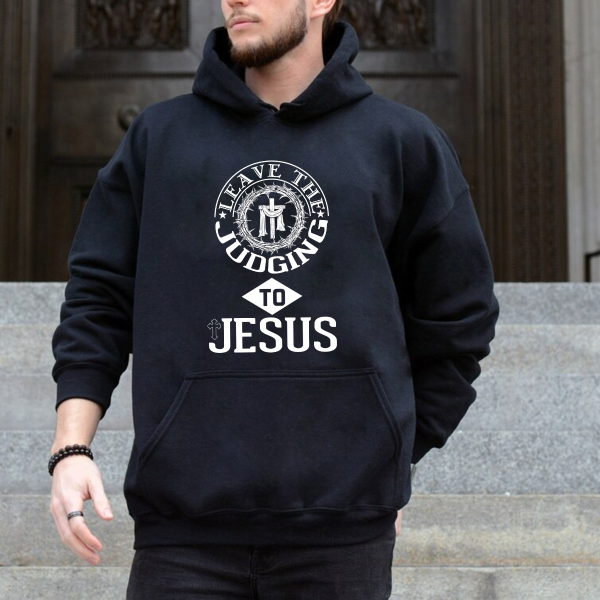 Teesdily | Leave The Judging To Jesus Shirt, God Cross Thorns, Faith Believers, Jesus Gift, Unisex Tshirt Hoodie Sweatshirt Mug